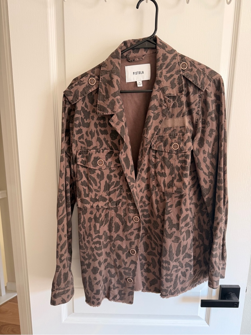Pistola Brown Leopard-Print Utility Shirt Jacket